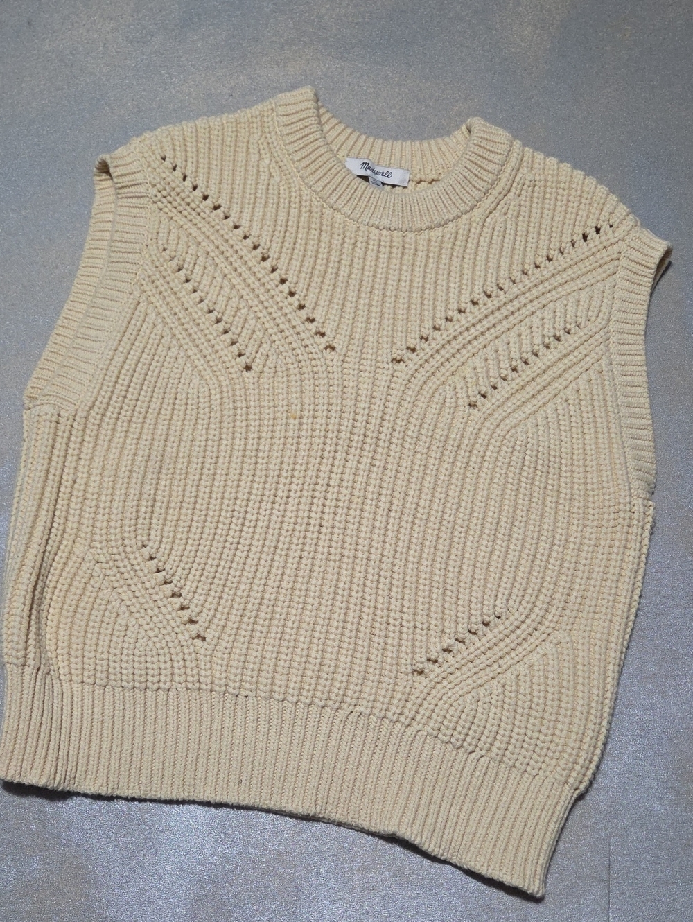 Madewell Cream Knit Crewneck Sweater Vest